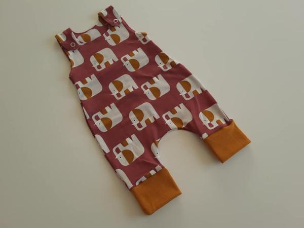 Strampler Elefanten Fuchsia-Ocker